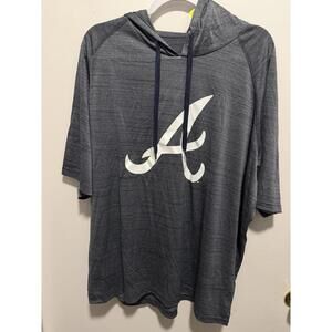 Stitches Atlanta Braves Heathered Navy Raglan Short Sleeve Hoodie 3XL New $69